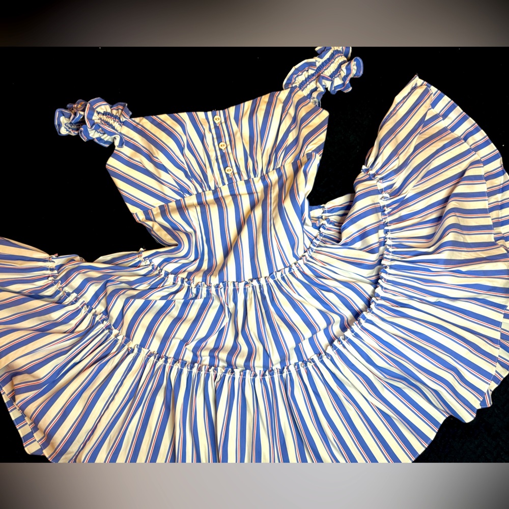 Caroline Constas NY Striped ruffle dress